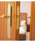 Solid Gold Plated Zinc Alloy Door Handles One Pair Built To Grind European Style on wooden door with secure fit