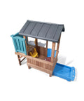 Woodland Adventure Playhouse With Slide And Swings Outdoor Kids Playset for backyard storage drawer durable wood and plastic construction