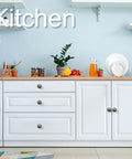 Modern kitchen with white cabinets featuring 4 Pack Koala Cabinet Pulls Crystal Glass Face With Plastic Backing For Kitchen Cabinets And Drawers