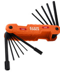 Heavy Duty Folding Hex Key Set With Extra Long Allen Wrenches 11 SAE Sizes From One Half Inch To One Eighth Inch High Leverage Blades