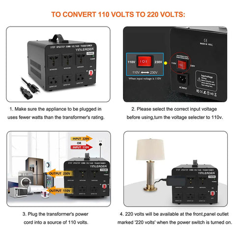 Voltage Converter Transformer 3000W Step Up Down 110V To 220V Or 220V To 110V With US Power Cord And Circuit Breaker Protection