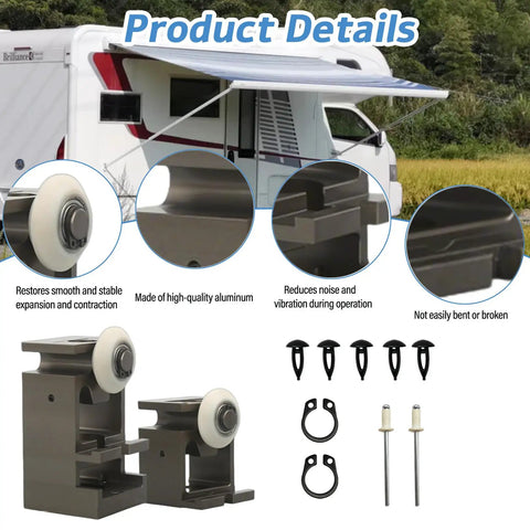 Standard Bearing Block Kit with Roller for RV In Wall Slide Outs Upper and Lower Blocks with Rivets V Roller Arm Replacement OE 379060 Compatible Restores Smooth Quiet Slide Out Operation Get Your RV Sliding Smooth Again