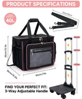 Rolling Teacher Tote Bag With Five Wheels And Detachable Trolley, 15.6 Inch Laptop Compartment, black with adjustable handle