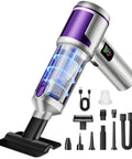 Cordless Handheld Car Vacuum With 22000 Pa High Power Suction, Beast Mode Power, and multi nozzle attachments shown.