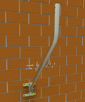 Beefy Outdoor Antenna Mount Pole With Extension Arm For Weather Station And More installed on brick wall, showing side view