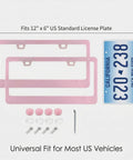 Dope Two Pack Matte Cherry Baby Pink License Plate Frames Made From Stainless Steel For Cars With Screw Caps Rust Proof