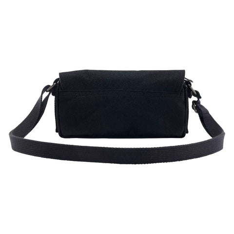 Back view of Legacy Womens Essentials Convertible Crossbody Bag And Waist Pouch Black with adjustable strap visible.