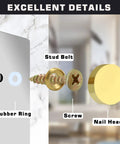 Knockout Brass Screw Covers And Decorative Gold Metal Caps That Straight Up Hide Ugly Fastener Holes On Wood Durable Decorative Nail Slugs With A Slick Brushed Look In A Tight 12 Piece Set, showing rubber ring, stud bolt, screw, and nail head.