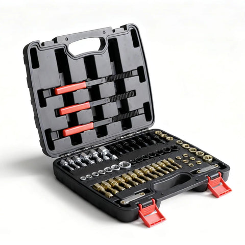 All In One Pro Grade 61 Piece Thread Restorer Kit With Dual Standard Taps And Dies For UNC UNF And M6 M14 Threads, in case.