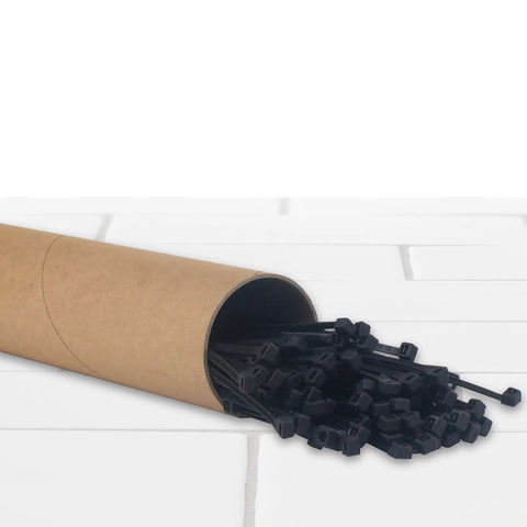 Solid As A Rock Kraft Mailing Tubes For Shipping And Storage Extra Strong Spiral Wound Design With Tight End Caps Made Right Here In USA showing black ties inside brown kraft tube.
