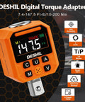 Digital Torque Adapter Set 1/2 Inch, Wide Range 7.4 To 147.5 Ft-Lb, 10 To 200 Nm, Pro Grade Torque Tool For Spark Plug Service, Bolts, Engine And Suspension Work, High Precision And Easy Readout on orange digital display