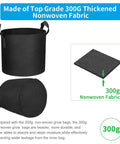 12 Pack 5 Gallon Grow Bags With Handles For Easy Move, Heavy Duty 300G Thickened Nonwoven Plant Pots, fabric sample detail