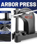 Straight Fire 3 Ton Cast Iron Manual Arbor Press With Smooth Turning Hand Wheel For Stamping Bending Riveting And Hole Punching, featuring removable anvil and reversible ram.