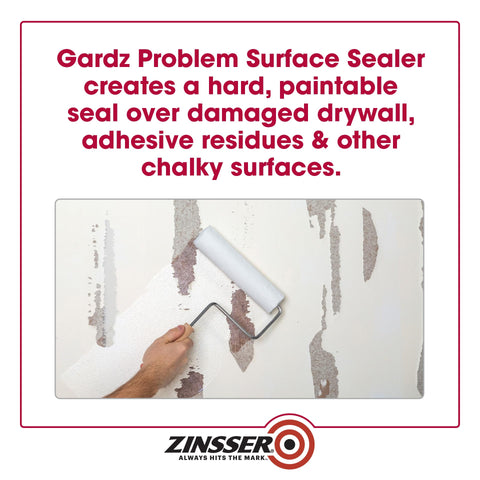 Water Based Gardz Problem Surface Sealer Quart for Drywall Pros Repair and Skim Coat Sealing, roller applying on wall