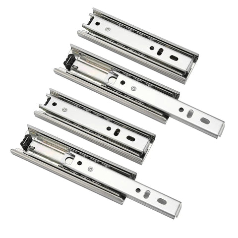 4 pieces of 5 Inch Drawer Slides Full Extension Ball Bearing Drawer Runners Side Mount With Smooth Nylon Wheels For Kitchen Cabinets Wardrobes And Dressers 44.1 Pound Capacity Soft Close