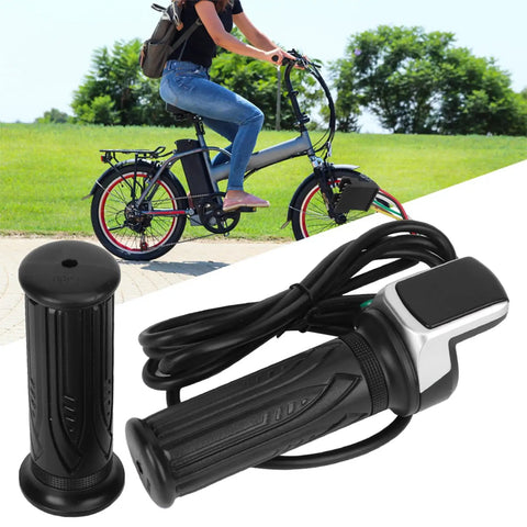 Electric Bike Throttle Grip With Key And LCD Display For 36V And 48V E Bikes And Scooters Speed Governing Thumb Throttle Waterproof 6 Core Cable Durable Ebike Throttle Bolt Kit For Smooth Acceleration