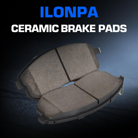 ILONPA front ceramic brake pads set with hardware, 4 pieces
