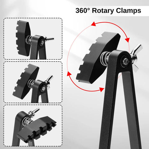 Close-up of 360° rotating clamps on Magnetic Adjustable Circuit Board Holder, Soldering Helping Hand for PCB Clamping