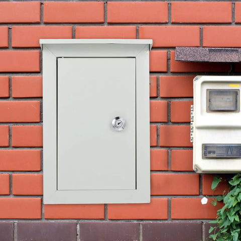 Outdoor Weatherproof Metal Junction Box Electrical Distribution Enclosure 160x300x200mm installed on brick wall