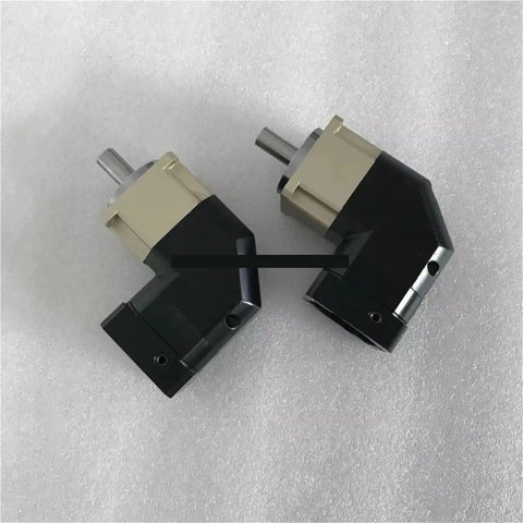 90 Degree Par Series 80Mm Planetary Gearbox With 19Mm Shaft Heavy Duty Speed Reducer And Gearhead Motor, dual angle view.