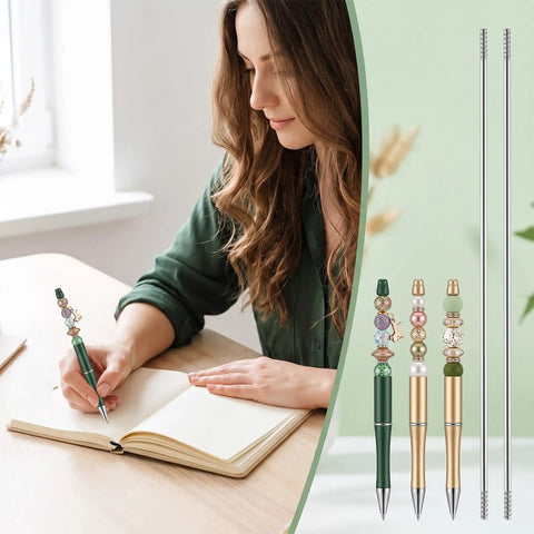 50 Pack Beadable Pen Extenders for Beadable Pens Stainless Steel Rods With Blank Metal Bars 4.6 Inch Length DIY Pen Repair and Craft Making Supplies Space For More Beads Caps And Charms, used in a beaded pen