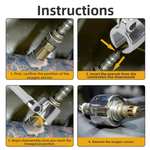 Heavy Duty 22 Mm Socket Wrench With Smooth 180 Degree Swivel Head For Tight Spots demonstrating disassembly of an oxygen sensor.