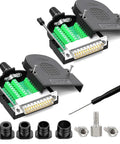 Two-pack No Soldering Needed DB25 Male And Female Serial Adapters Kit for DIY RS232 with terminal connectors, bolts, and nuts.