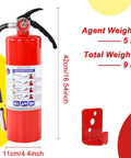 Heavy Duty 5 Lb Abc Dry Chemical Fire Extinguisher With Wall Mount, red canister showing weight specs and instructions.