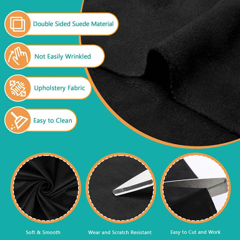 Automotive suede headliner fabric, double-sided, black, 96x65 inches