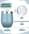 Package includes 12oz Double Wall Vacuum Insulated Stemless Wine Tumbler With Straw And Lid Stainless Steel Cup and accessories.