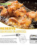 High Limit Fryer Switch Thermostat For Gas Fryers, Three Eighths Inch NPT Thread, frying chicken in oil with thermostat shown