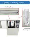Lighting and warning system of educational CNC milling and drilling machine, showcasing LED lighting and three-color warning lamp.