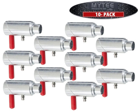 Heavy Duty 5/8 Cam Lock Twist Lock Plunger Pin For Tow Trucks And Recovery Trucks Zinc Plated Spring Loaded Steel Hitch Hardware 10 Piece Farm Implement Wrecker Attachment Kit - 10 pack of durable locking pins with red grips.