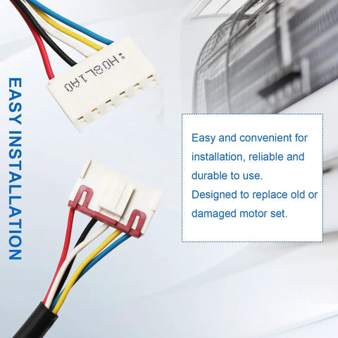 WZDK58-38G Brushless DC Inverter Motor For Air Conditioners, 5-wire harness close-up, easy installation feature