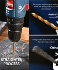 Amazon amoolo hex shank drill bit set, 13+3 pcs, gold titanium HSS bits, quick-change, front view, for wood/metal/plastic