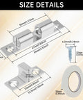 Size details of 12 Pack Heavy Duty Double Ball Tension Roller Cabinet Catch Latch For Cabinets And Furniture Doors 60mm Solid Brass Closet Door Hardware With Screws And Tape Silver Finish