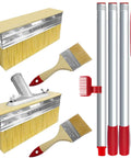 Two Pack Deck Stain Brush Set With Threaded Long Handle, 7 Inch Stain Applicator And 60 Inch Extension Pole, Includes 3 Inch Paint Brushes For Wood Decks, Fences, Walls, And Outdoor Furniture, Pro Grade Boar Bristles For Smooth Even Coverage.