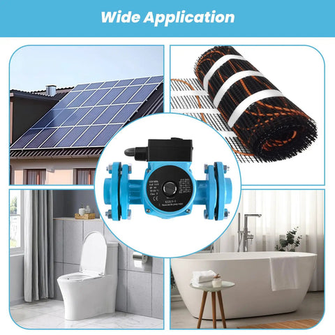 115V Hot Water Recirculating Pump 168W with 3Speed Settings and NPT 1 Inch Connections for Tank Heaters in home setting with solar panel