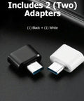 2 Pack USB C Female To USB 3.0 A Male Adapter OTG Converter Plug And Play For Smartphones Tablets Laptops black and white adapters