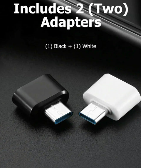 2 Pack USB C Female To USB 3.0 A Male Adapter OTG Converter Plug And Play For Smartphones Tablets Laptops black and white adapters