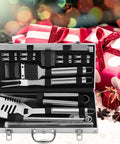 Grillin Ready 23 Piece BBQ Tool Set With Thermometer In Aluminum Case Stainless Steel Utensils for Backyard Grilling