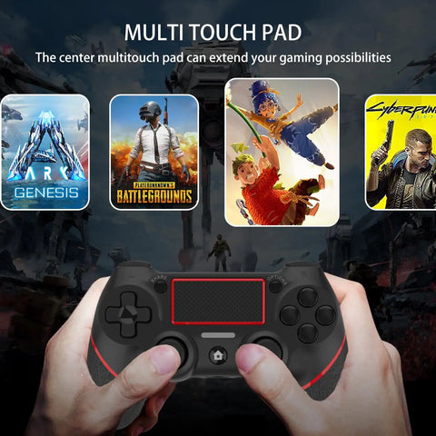 Hands holding Wireless PS4 Controller For PS4 Pro Slim And Windows PC With 3.5mm Audio Jack Touch Pad in gaming interface