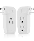 Triple Outlet Wall Tap Adapter With 3 Prong Plug For Behind Furniture, Right Angle Grounded Power Splitter, 2 Pack