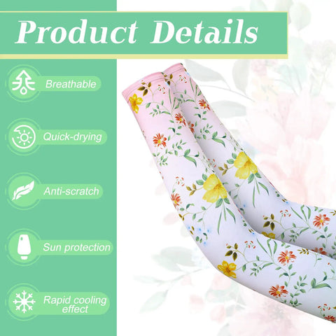 12 Pairs Gardening Arm Sleeves For Women And Men All Day Sun Shield Cooling Flower Pattern Sleeves For Farmers And Gardeners Built For Work Running Sports Cycling Hiking