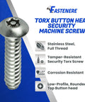 Tamper Resistant Torx Machine Screws 3/8 16 X 1 Stainless Steel Button Head Security Fasteners For Outlet Plates And Panels Dead Set Secure And Won't Kick Loose In Any Weather Five Pack, close-up image.