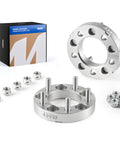 5x4.5 Wheel Spacers Kit With 1 Inch Spacers And 1/2-20 Studs 82.5mm Center Bore Set Of 2 for Jeep, silver spacers and box