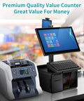 Money Counter Machine For Business With Mixed Denomination And Multi Currency Counting Value Counting Auto Recognition CIS UV MG IR Counterfeit Detection Bill Counter Batch And Accumulation Modes Pro Grade Readout And Quick Verification on store counter