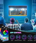 LED TV Backlight Strip For 32 To 70 Inch Screens Easy Install App Controlled Bluetooth Setup in living room during game night.