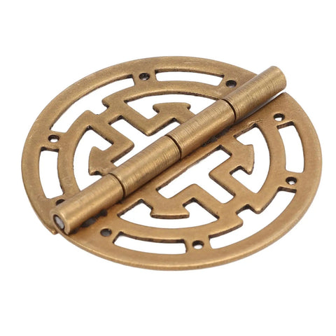 Bronze Round Brass Hinges Antique Style Cabinet Hardware for Jewelry Boxes, Gift Boxes and Wine Boxes Brass Butt Hinges with 80 Nails
