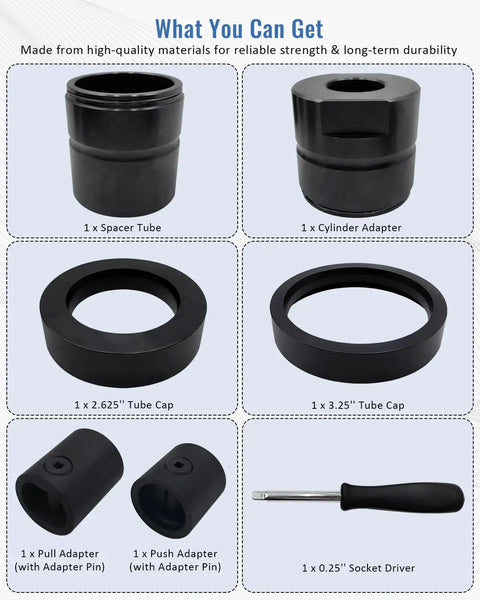Leaf Spring Pin And Bushing Adapter Service Tool Kit for Heavy Duty Semi Trucks and Equipment starter set components